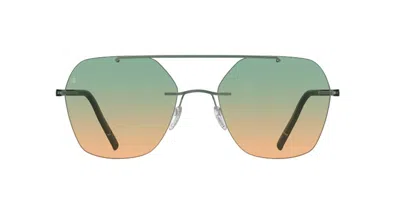 Silhouette The Dawn Demo Senza Montatura 5573/ok 5045 Occhiali Da Sole Verdi Per Donna In Blue