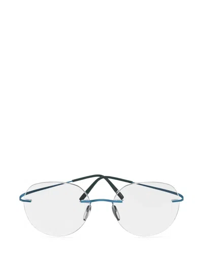 Silhouette Titan Minimal Art Rimless Round-frame Glasses In Blue