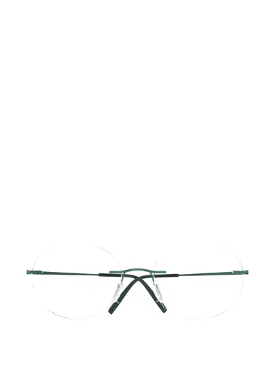 Silhouette Titan Minimal Art Stellar Oval-frame Glasses In Green