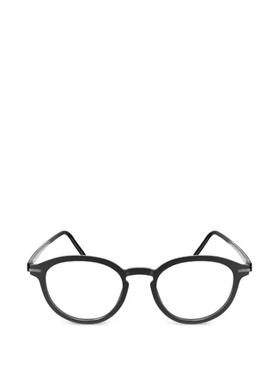 Silhouette Vibrant Horizon Round-frame Glasses In Black