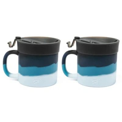 Silipint 2 Pack 16oz Silicone Coffee Mug W/ Lid, Moon Beam