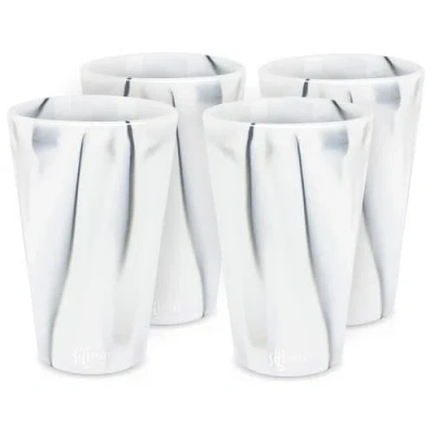 Silipint Pint Glasses 4 Pk Mountain Marble, 16oz, Silicone, Unbreakable