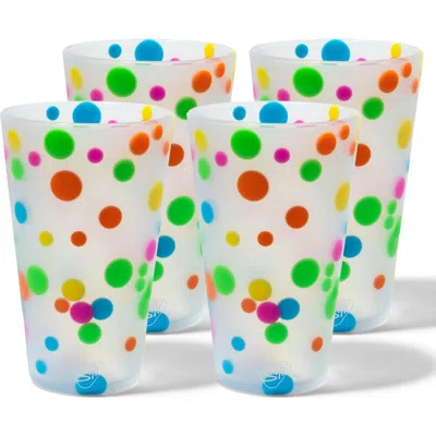 Silipint Pint Glasses 4 Pk Polka Dots, 16oz, Silicone Unbreakable Cups,