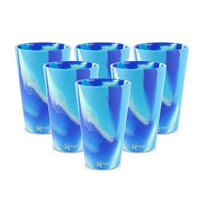 Silipint Pint Glasses 6 Pk Arctic Sky, 16oz, Silicone Unbreakable Cups