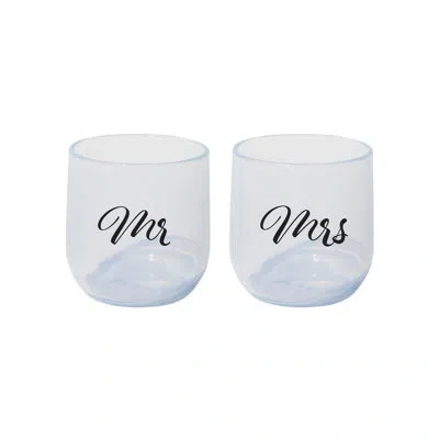 Silipint Silicone 12 oz Mr & Mrs Wine Set In White
