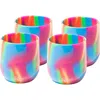 Silipint Silicone 12oz Stemless Wine Glasses 4 Pack Hippie Hops