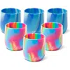 Silipint Silicone 12oz Stemless Wine Glasses 6 Pack 3 Hippie & 3 Arctic Sky
