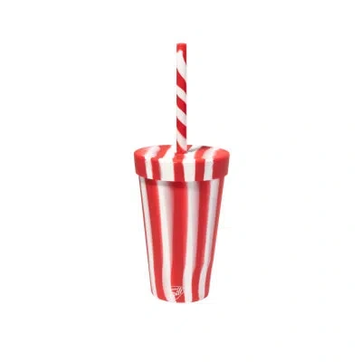 Silipint Silicone 16 oz Candy Cane Collection Straw Tumbler In Red