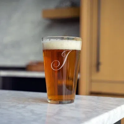 Silipint Silicone 16 oz Crystal Clear Pint Glass – Monogram (a–t) In Transparent