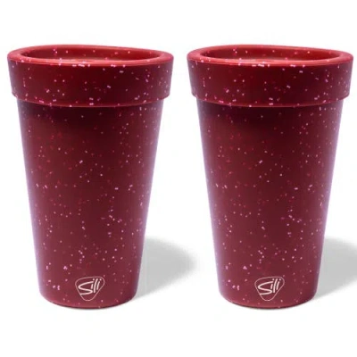 Silipint Silicone 16oz Coffee Tumblers 2 Pack Red Speckled Unbreakable Cups