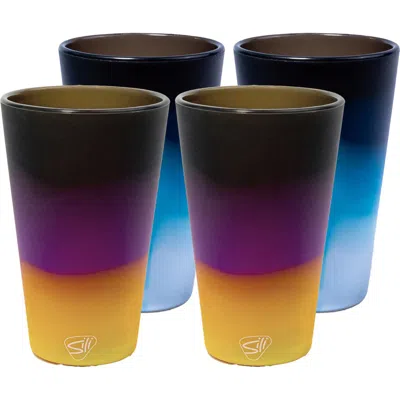 Silipint Silicone 16oz Pint Glasses 4 Pack (2) Sun Storm & (2) Moon Beam