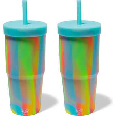 Silipint Silicone 32oz Straw Tumblers 2 Pack Sugar Rush Unbreakable Cup