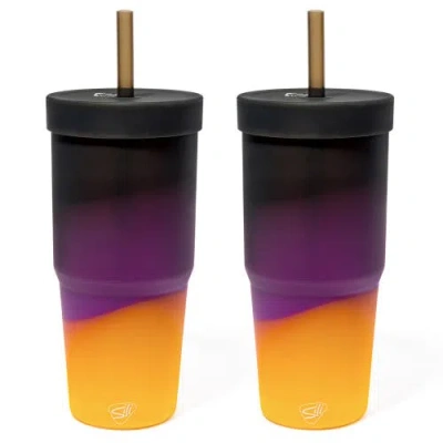Silipint Silicone 32oz Straw Tumblers 2 Pack Sun Storm