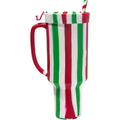 Silipint Silicone 64 oz Candy Cane Collection Wtfumbler (handled Straw Tumbler) In Multi