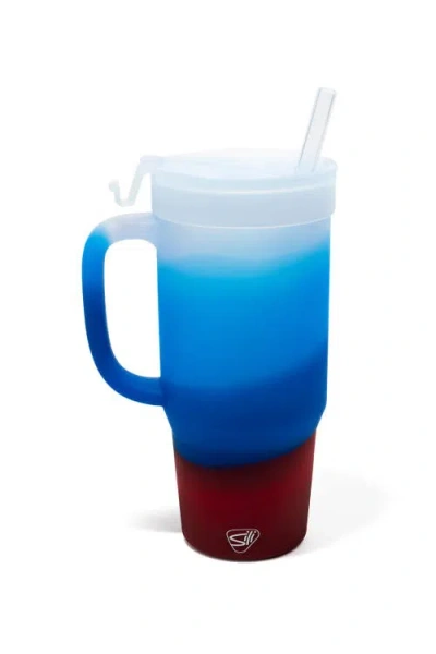 Silipint Silicone Humbler Tumbler With Flip Lid And Straw In Americana