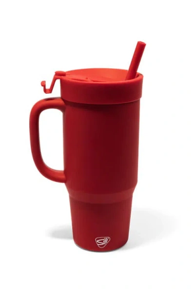 Silipint Silicone Humbler Tumbler With Flip Lid And Straw In Classic Red