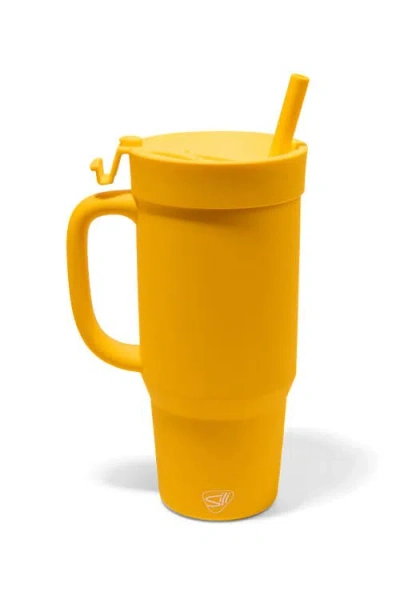 Silipint Silicone Humbler Tumbler With Flip Lid And Straw In Classic Yellow