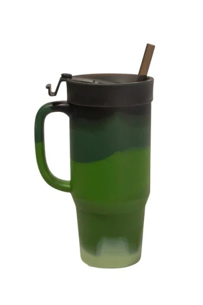 Silipint Silicone Humbler Tumbler With Flip Lid And Straw In Evergreen
