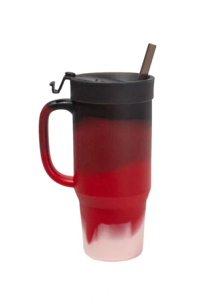 Silipint Silicone Humbler Tumbler With Flip Lid And Straw In Volcano