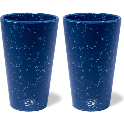 Silipint Silicone Pint Glasses 2 Pack Speckled Blue 16oz Unbreakable Cups