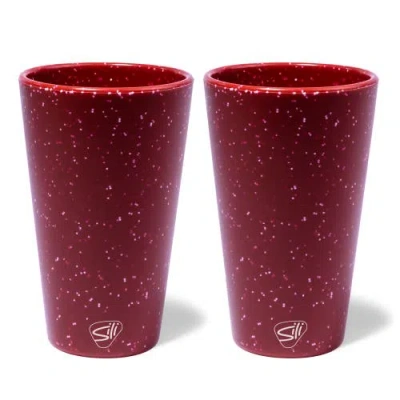 Silipint Silicone Pint Glasses 2 Pack Speckled Red 16oz Unbreakable Cups