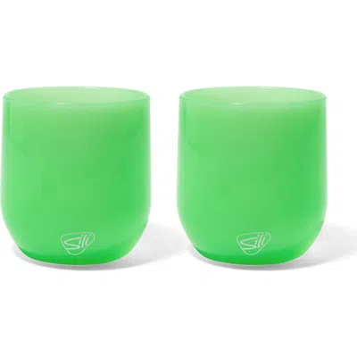 Silipint Stemless Wine Glasses 12oz 2 Pk Glow Green