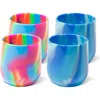 Silipint Stemless Wine Glasses 12oz 4 Pk (2) Hippie Hops & (2) Arctic Sky