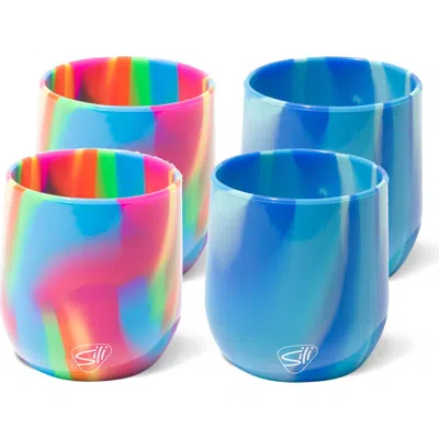 Silipint Stemless Wine Glasses 12oz 4 Pk (2) Hippie Hops & (2) Arctic Sky