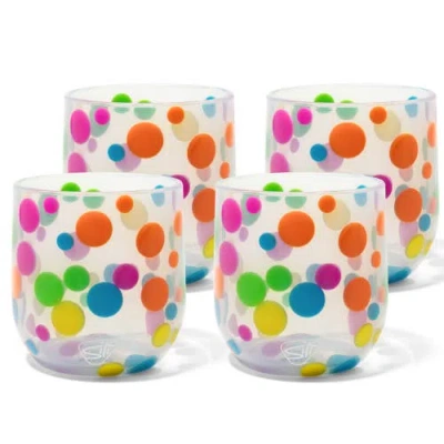 Silipint Stemless Wine Glasses 12oz 4 Pk Polka Dot