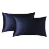 Silk And Bears Midnight Blue Set Of Two Mulberry Silk Pillowcases – Pure Silk, Envelope Style In Blue
