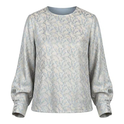 Silk And Bears Women's Blue / Gold Rosalind Delft Gold Blue Paisley Silk Jacquard Blouse In Gray