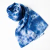 Silk And Bears Women's Blue Indigo Sky Shibori Silk Shawl – Hand-dyed Mulberry Silk Wrap In Blue
