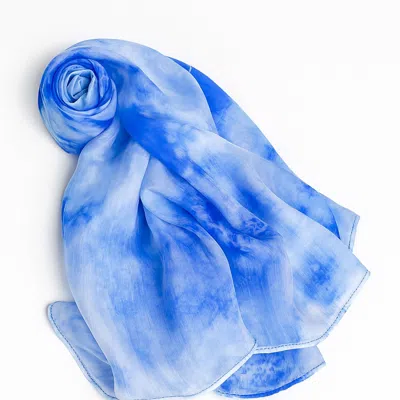 Silk And Bears Women's Blue / White Indigo Cloud Shibori Silk Habotai Scarf – Hand-dyed Mulberry Silk In Multi