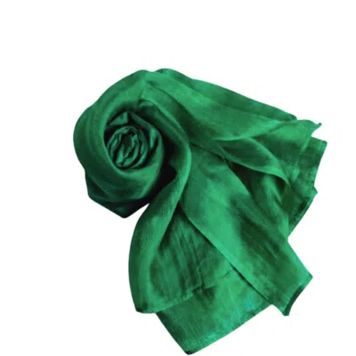 Silk And Bears Women's Emerald Green Habotai Silk Scarf – Wedding Silk Shawl Wrap