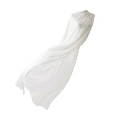 Silk And Bears Women's Hand-dyed Pearl White Mulberry Silk Bridal Shawl — 85 × 300cm