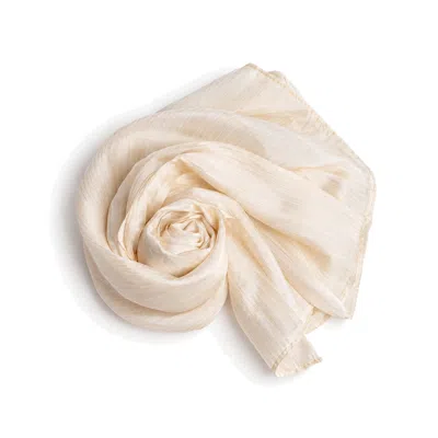 Silk And Bears Women's Neutrals Champagne Silk Scarf – Hand-dyed Mulberry Silk, Wedding & Bridesmaid Wrap In White