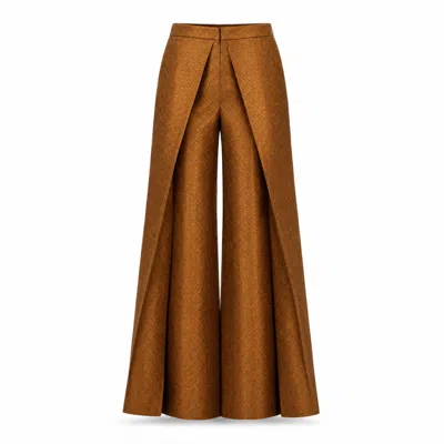 Silk And Bears Women's Ophelia Bronze Gold Wide Leg Palazzo Trousers