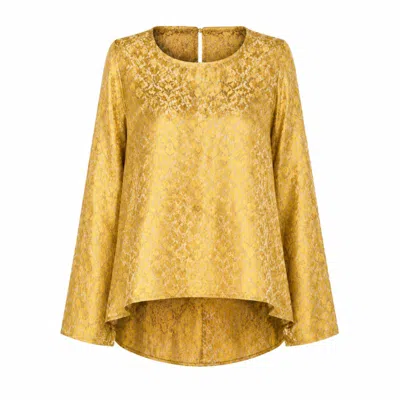 Silk And Bears Women's Ophelia Golden Eclipse Draped Silk Tunic Blouse