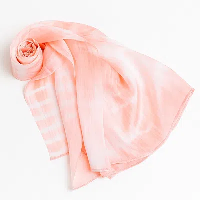 Silk And Bears Women's Orange Coral Blush Shibori Silk Habotai Scarf – Hand-dyed Mulberry Silk