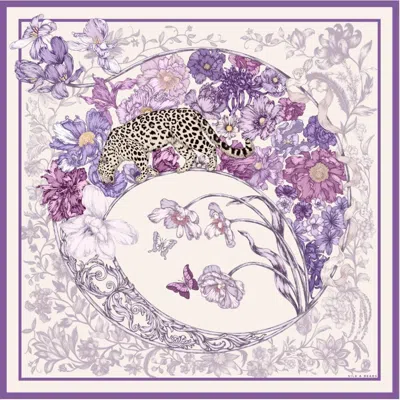 Silk And Bears Women's Purple Lilac & Violet Leopard Silk Twill Scarf – Printed Mulberry Silk, Gift For Her