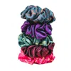 Silk And Bears Women's Set Of 5 Large Mulberry Silk Jacquard Hair Scrunchies – Handmade In Purple