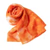 Silk And Bears Women's Sunburst Orange Shibori Silk Shawl – Hand-dyed Mulberry Silk Wrap In Orange