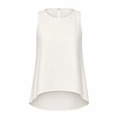 Silk And Bears Women's White Ophelia Ivory Mist Draped Silk Shell Top
