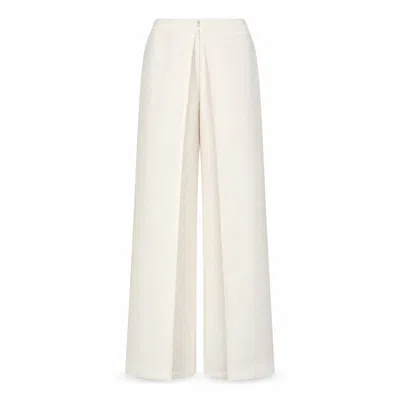 Silk And Bears Women's White Ophelia Ivory Mist Wide Leg Palazzo Trousers