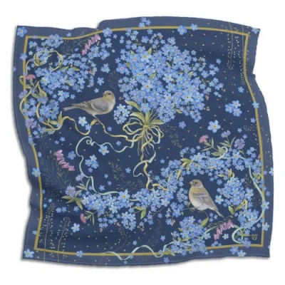 Silk&soul Forget Me Not Silk Scarf In Multi