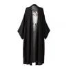 Silk&soul Women's Black / Green Lily Of The Valley Silk Robe