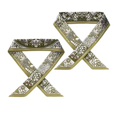 Silk&soul Women's Green Tree Of Life Long Scarf  In Chartreuse In Gray