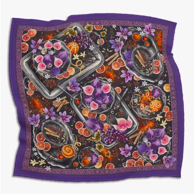 Silk&soul Women's Square Silk Scarf Spices In Purple