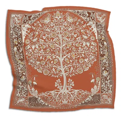 Silk&soul Women's Tree Of Life Scarf In Rust