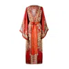 Silk&soul Women's Tree Of Life Silk Robe In Rust